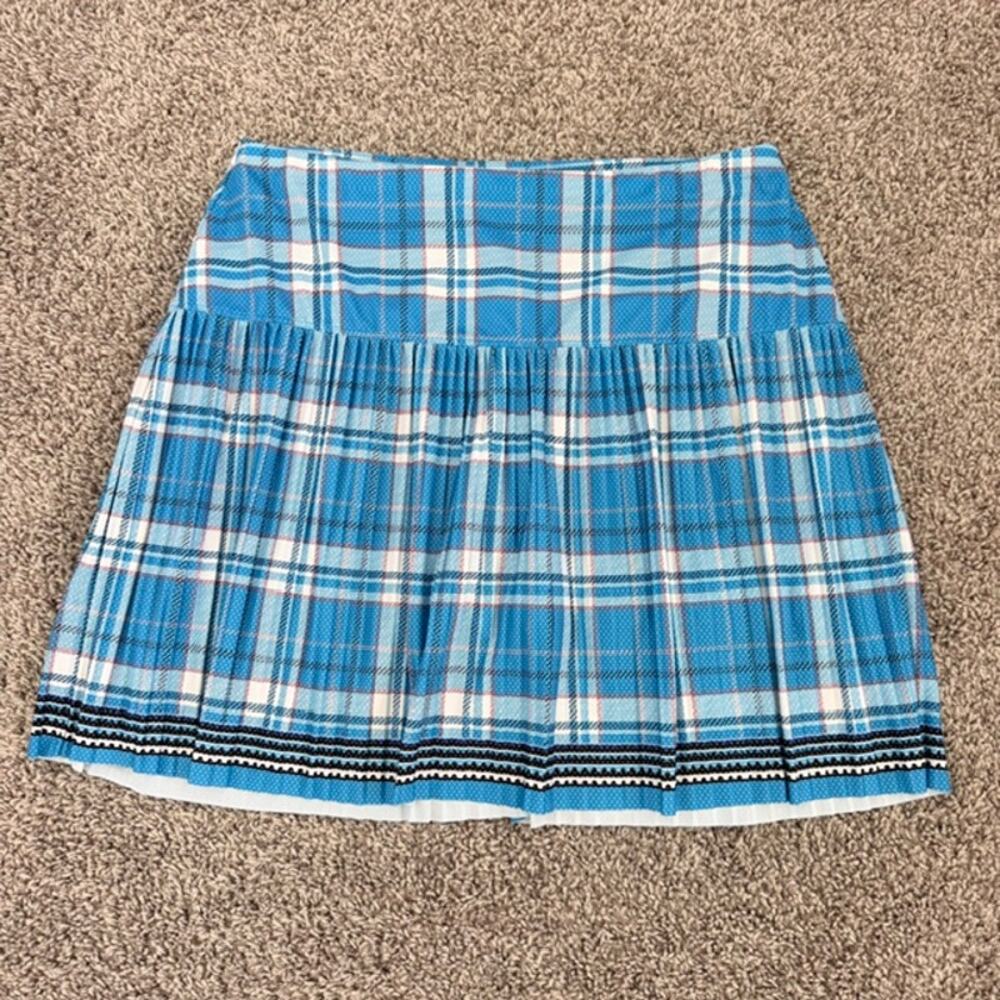 Lucky in Love Golf Skort Blue Plaid Knee Length Pleated Skirt Women's Large